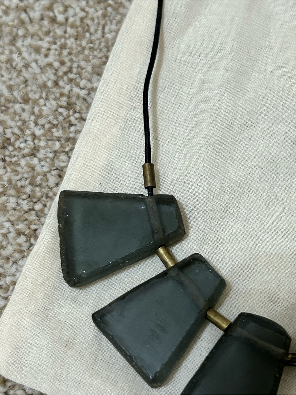 Minimalist handmade glass Black Statement Necklace for Women - Picture 5 of 7